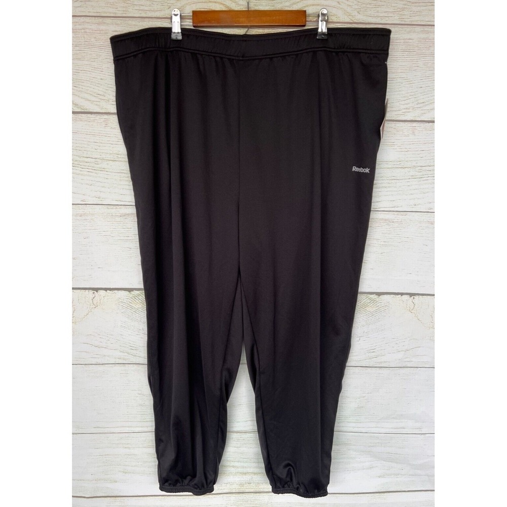 Reebok Joggers B&T Mens Size 2XL X 28" Black Polyester Knit Playdry Pants New